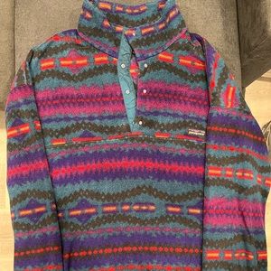 Vintage Patagonia Sacajawea blue Aztec snap T fleece